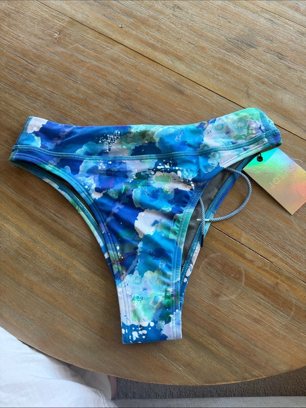 Jolyn Clothing Blue & Aqua Floral High-Leg Bikini Bottom ZOE Style
